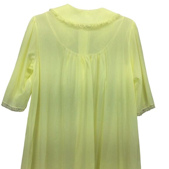 Vtg Nancy King Lingerie Housecoat Women's M Short Sleeve Lace Trim Button Front - Picture 9 of 11